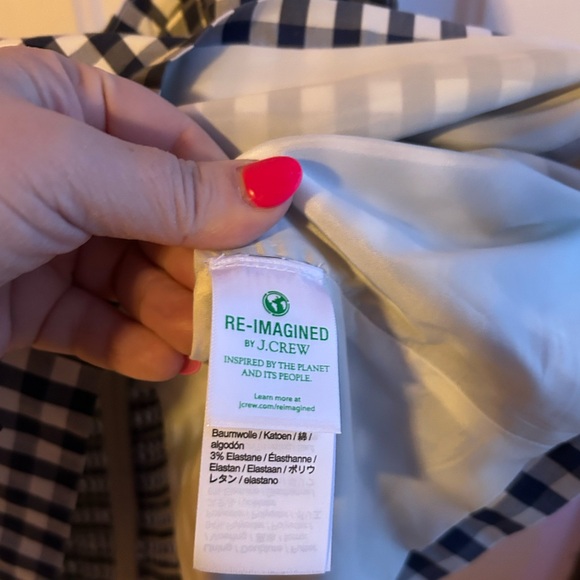 J.Crew Blue Gingham Smocked Ruffle Strap Top Size Large NWT Re-Imagined - Picture 10 of 14